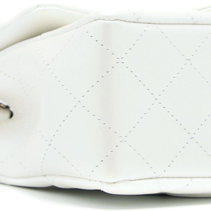 Chanel Classic Mini Rectangular Flap Bag Calfskin Iridescent White LGHW