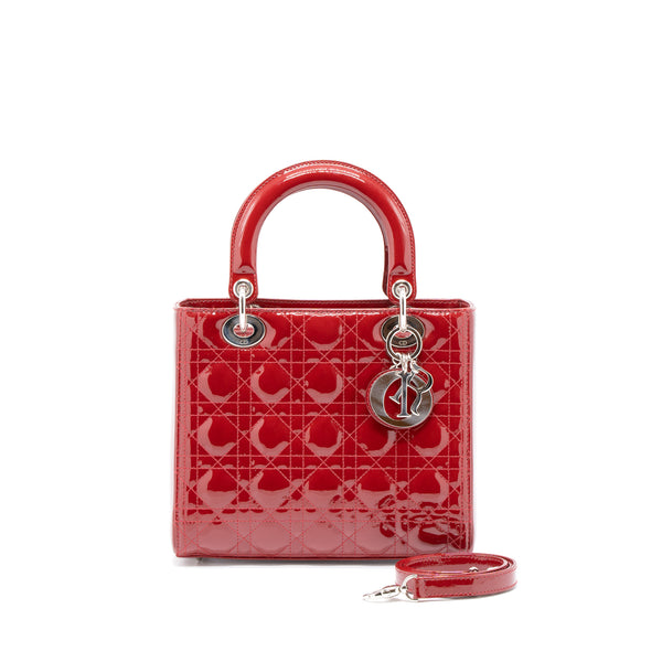 Dior Medium Lady Dior Patent Leather Red SHW