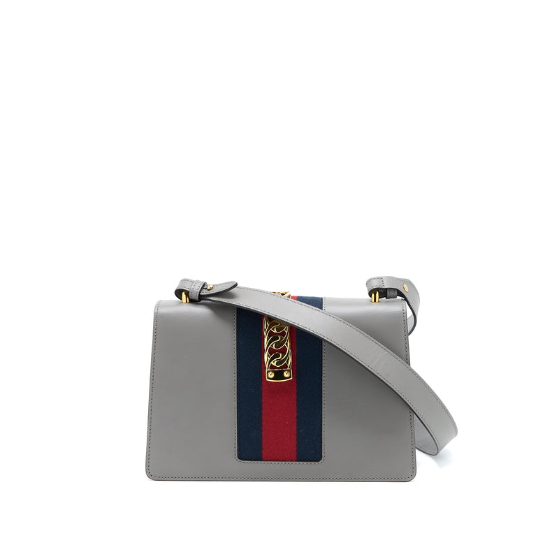 Gucci Small Sylvie Shoulder Bag Calfskin Grey GHW