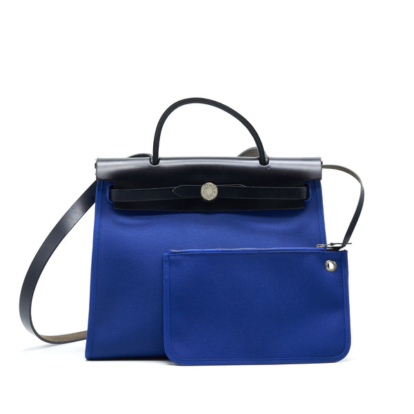Hermes Herbag zip 31 bag Blue Electrique / Black SHW