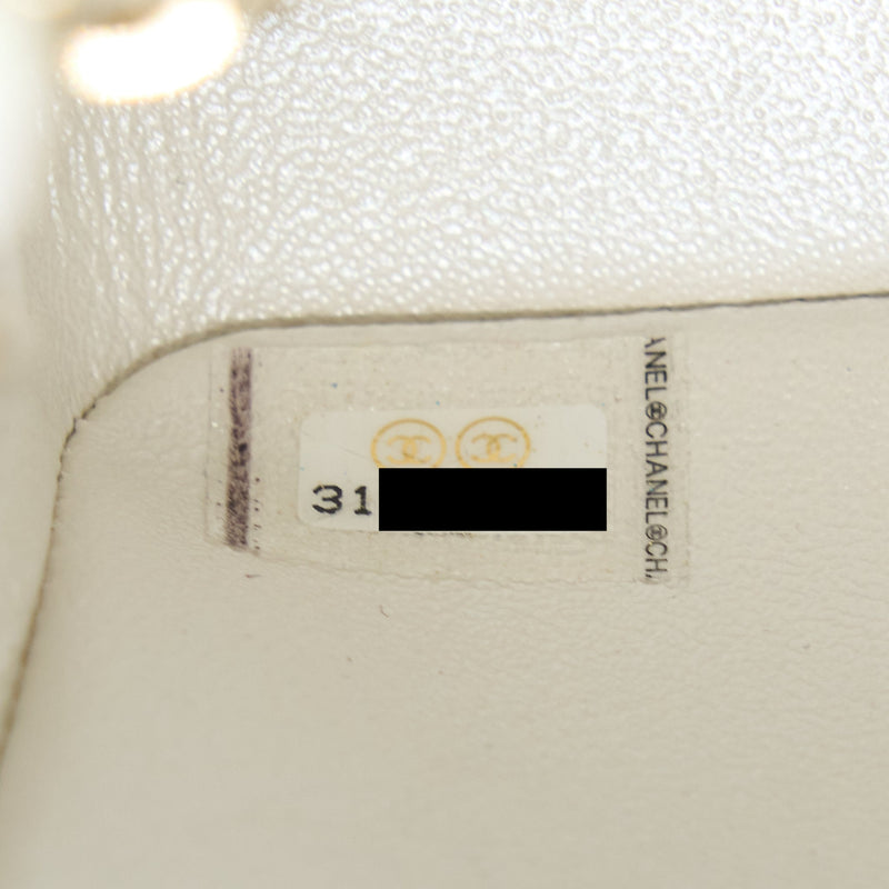 Chanel Classic Mini Rectangular Flap Bag Calfskin Iridescent White LGHW