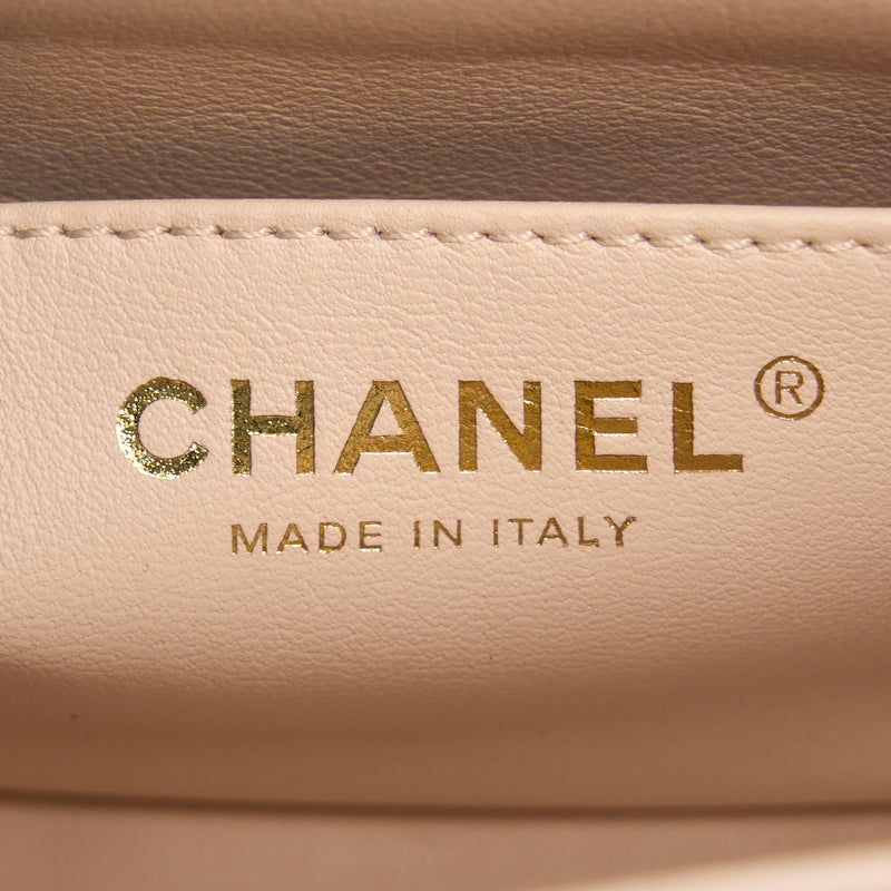 Chanel 22C Pearl Crush Mini Square Flap Bag Lambskin Light Beige GHW