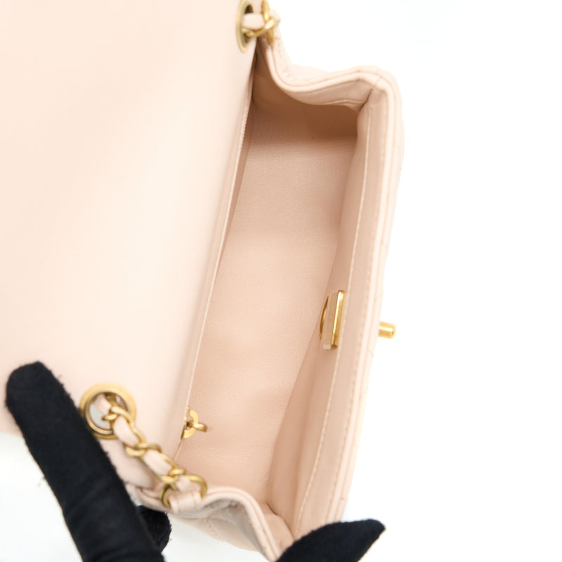 Chanel 22C Beige Lambskin Mini Rectangular Bag