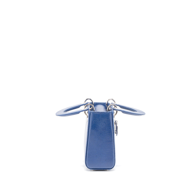 Dior Mini Lady Dior Lizard Blue Crystal SHW