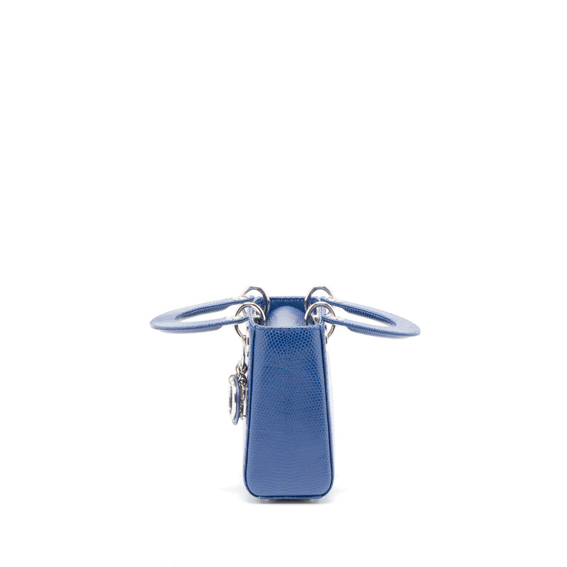 Dior Mini Lady Dior Lizard Blue Crystal SHW