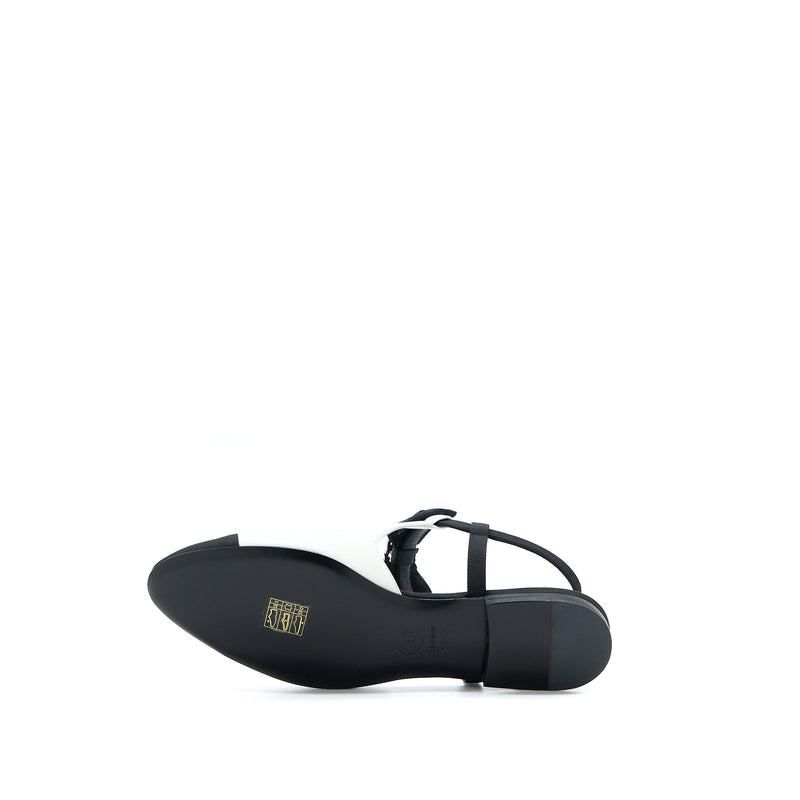 Chanel Size 38.5 Slingback With Ribbon White/Black