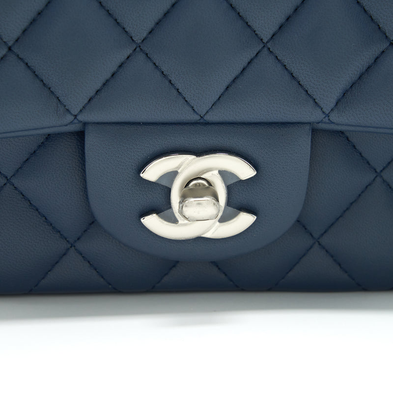 Chanel Mini Rectangular Flap bag Lambskin Blue SHW