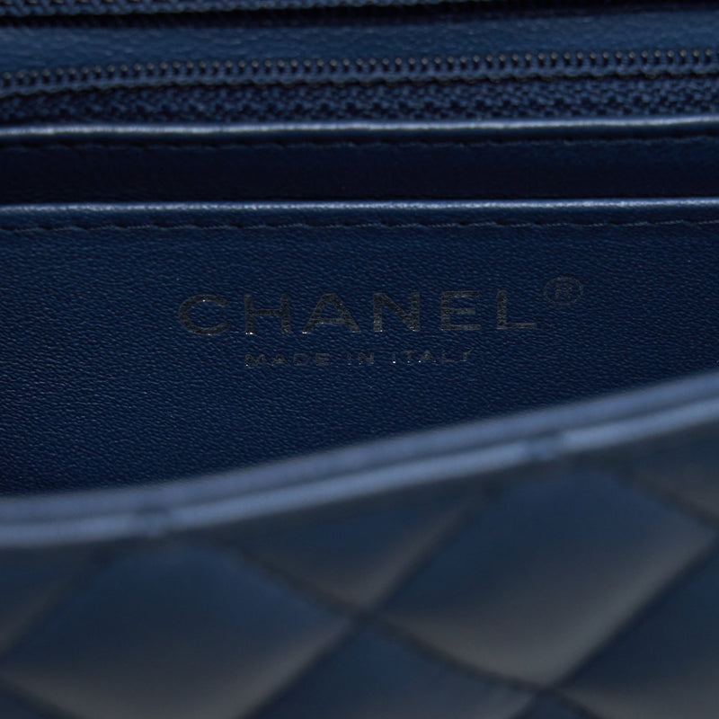 Chanel Mini Rectangular Flap bag Lambskin Blue SHW
