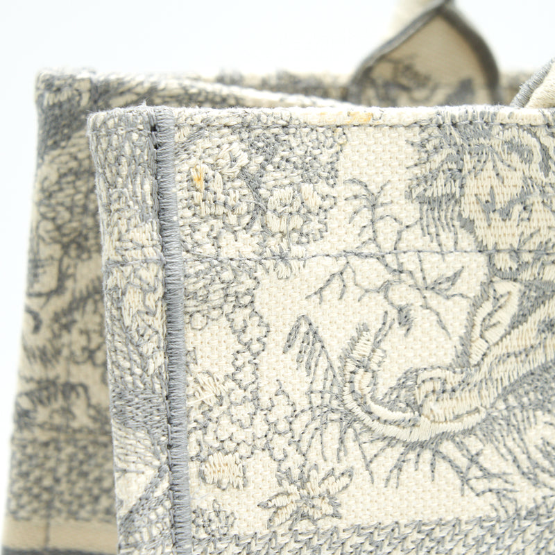 Dior Small Book Tote Toile De Jouy Embroidery Grey