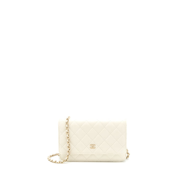 Chanel Classic Wallet On Chain Caviar White LGHW (Microchip)