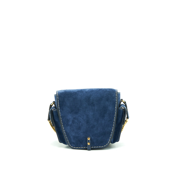 Chloe Porte Epaule Bag Suede Royal Blue GHW