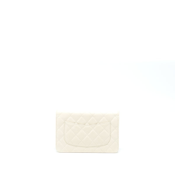 Chanel Classic Wallet On Chain Caviar White LGHW (Microchip)