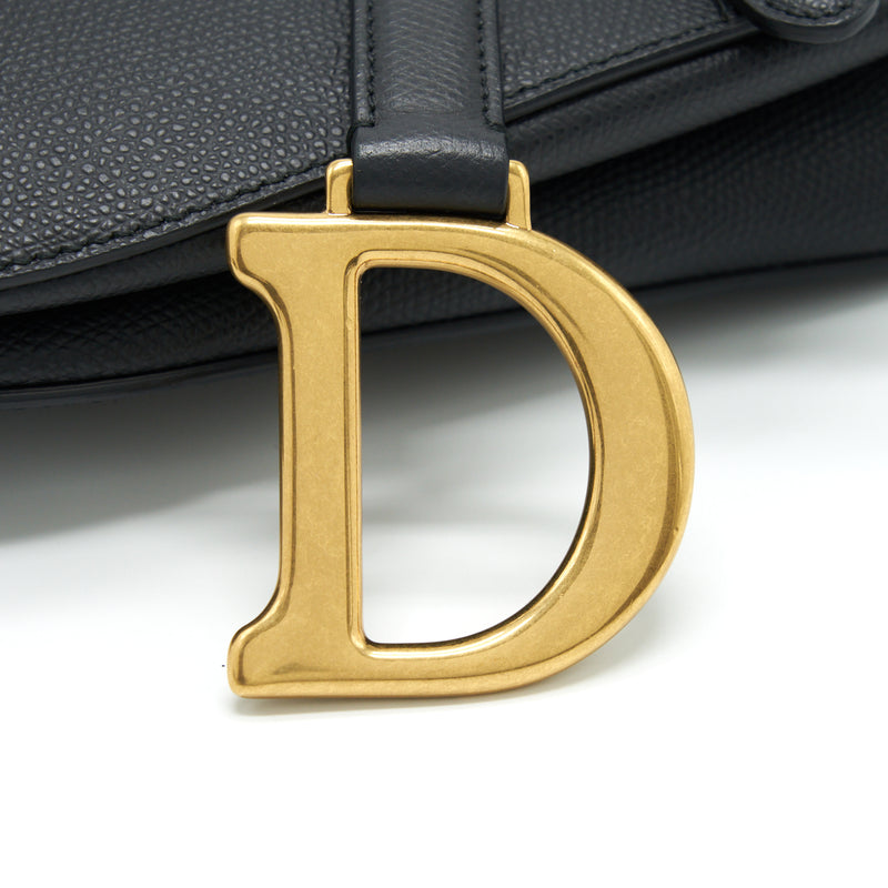 Dior Medium Saddle Bag Grained Calfskin Black GHW