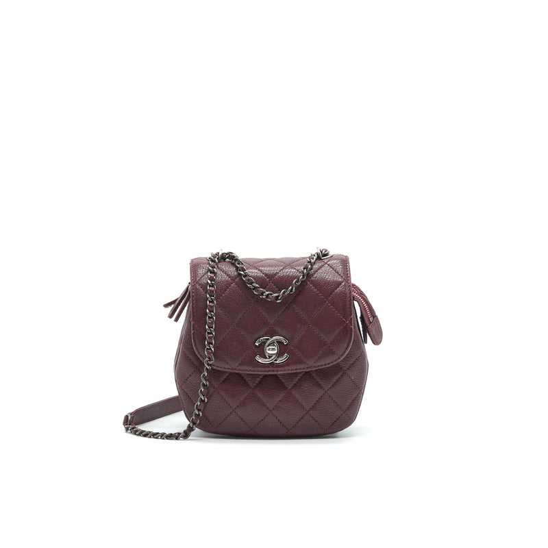 CHANEL Small Flap Bag With Chain Burgundy SHW