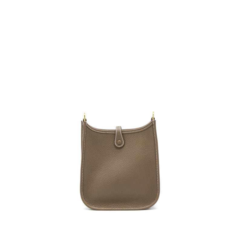 Hermes Mini Evelyne Clemence Etoupe/Bleu Indigo GHW Stamp Z