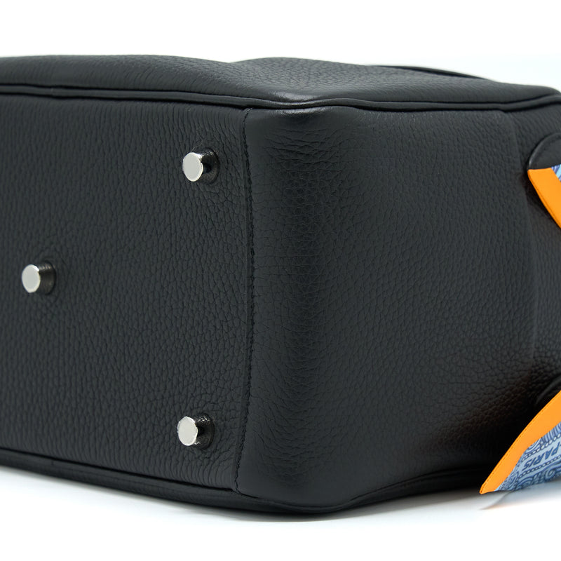 Hermes Lindy 26 Clemence Black SHW Stamp Z With An Extra Twilly