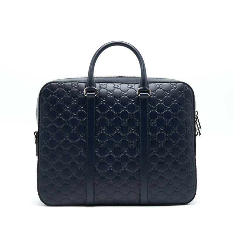 GUCCI Men's Leather Briefcase Navy