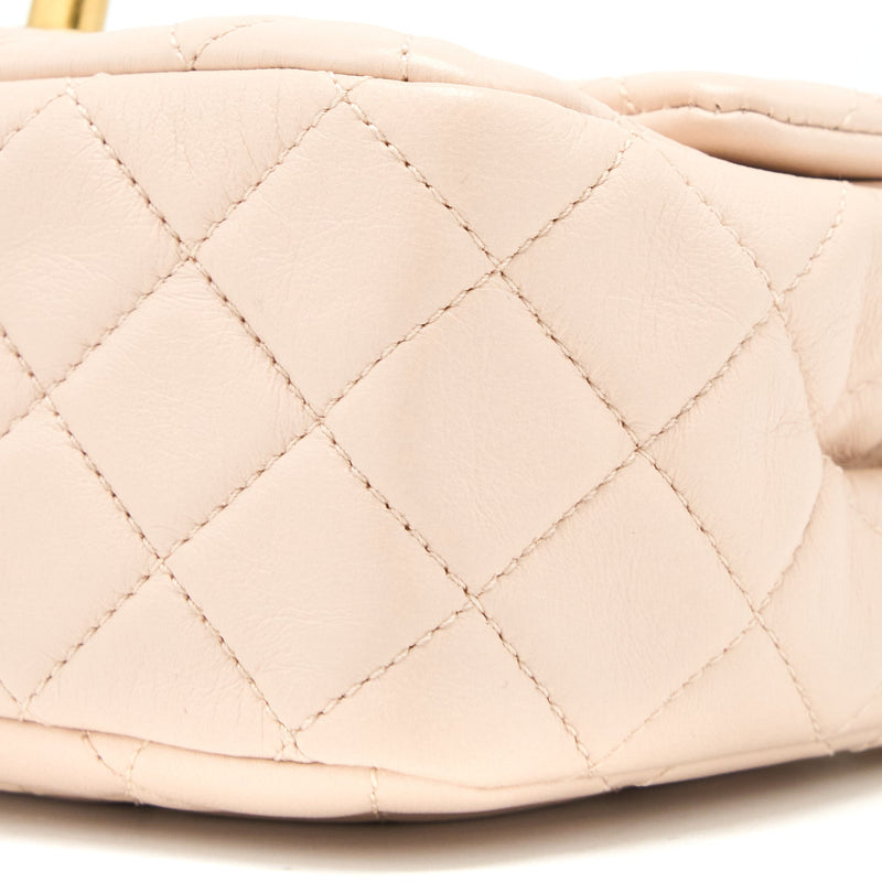 Chanel Pearl Crush Mini Square Lambskin Light Beige Brushed GHW(Microchip)