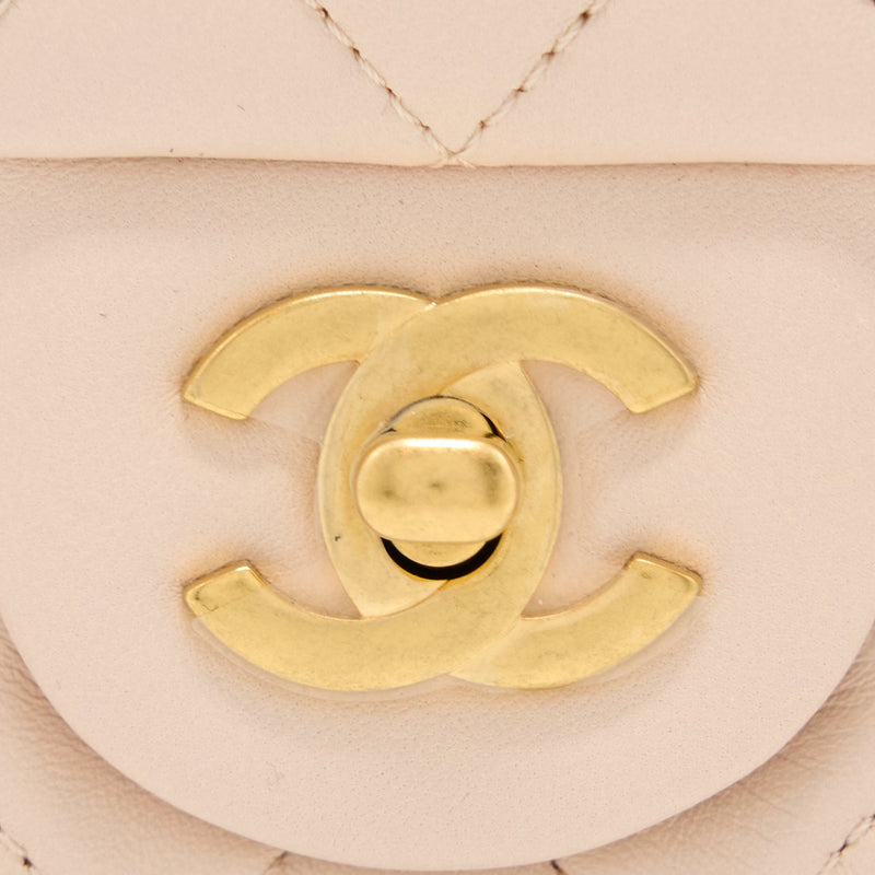 Chanel Pearl Crush Mini Square Lambskin Light Beige Brushed GHW(Microchip)