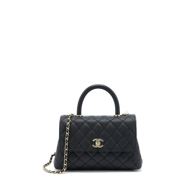 Chanel Small Coco Handle Caviar Black LGHW (Microchip)