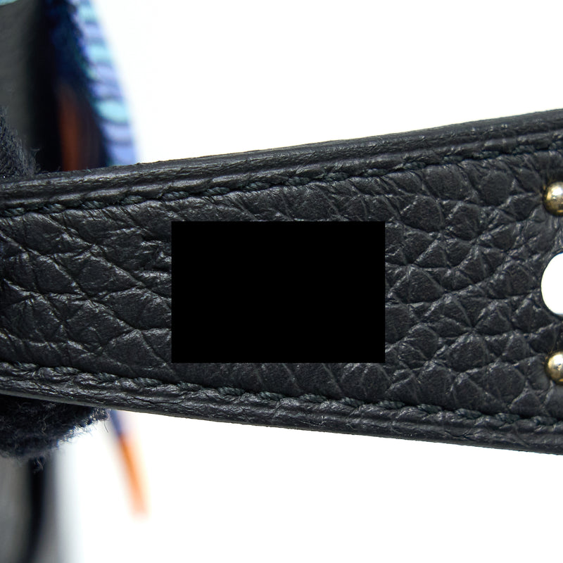 Hermes Lindy 26 Clemence Black SHW Stamp Z With An Extra Twilly
