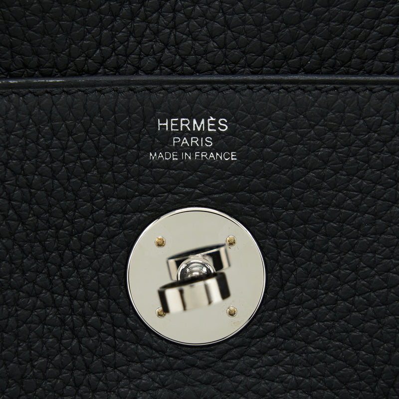 Hermes Lindy 26 Clemence Black SHW Stamp Z With An Extra Twilly