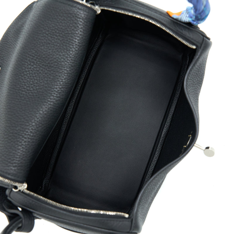 Hermes Lindy 26 Clemence Black SHW Stamp Z With An Extra Twilly
