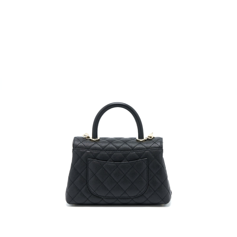 Chanel Small Coco Handle Caviar Black LGHW (Microchip)