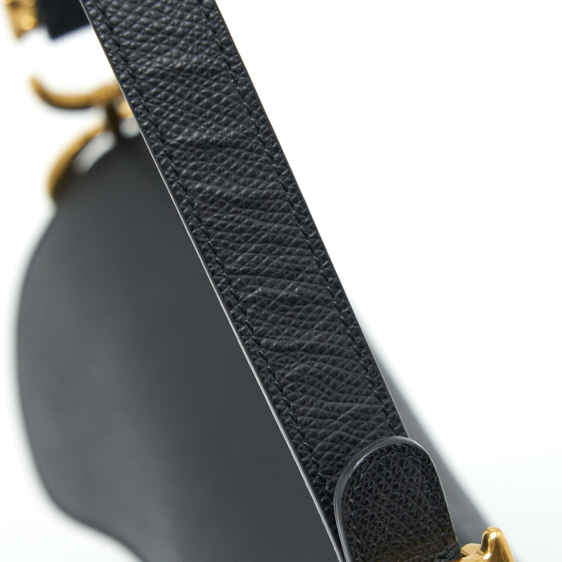 Dior Medium Saddle Bag Grained Calfskin Black GHW