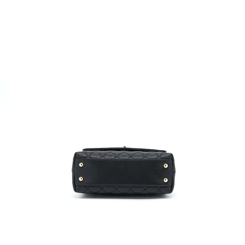 Chanel Small Coco Handle Caviar Black LGHW (Microchip)