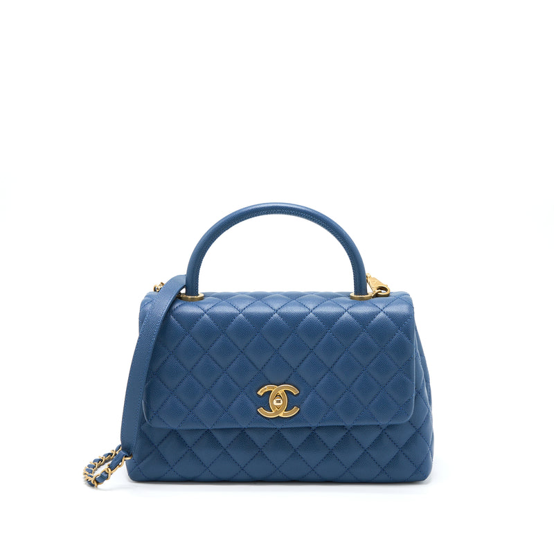 Chanel Coco Handle Blue Caviar MiniSmall Gold HW  CamelliaCurate