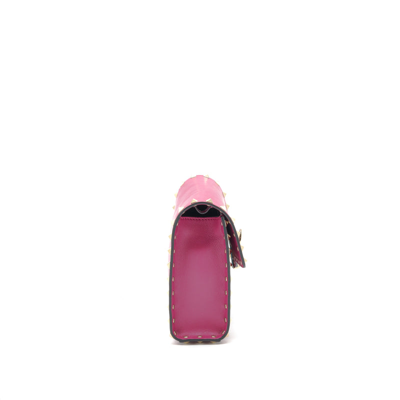 Valentino Rockstud Flap Bag Dark Pink LGHW