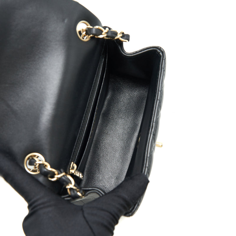 Chanel Mini Square Flap Bag Black Lambskin LGHW