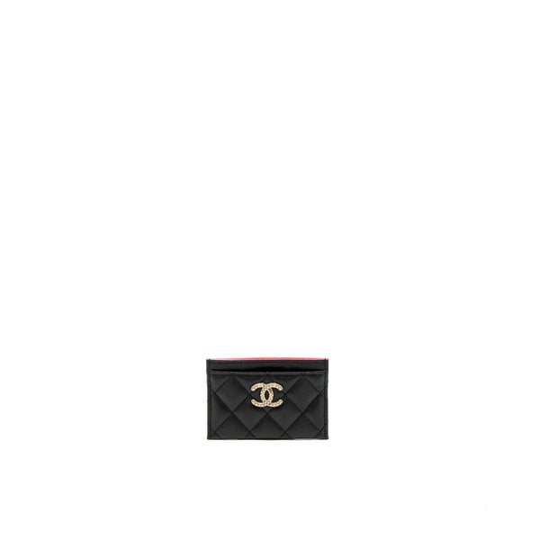 Chanel 23P Quilted CC Logo Card Holder Caviar Black LGHW (Microchip)