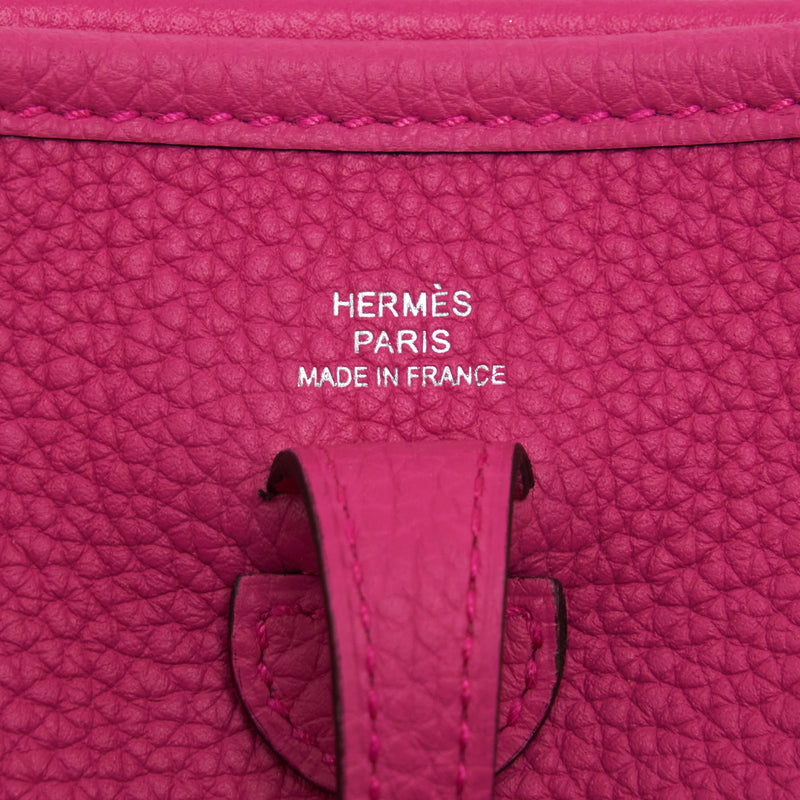 Hermes Mini Evelyne Clemence Rose Shocking SHW Stamp U