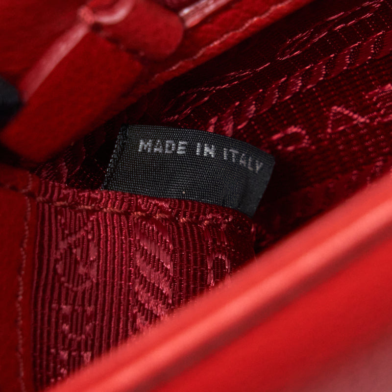 Prada Glacé Crossbody Bag Calfskin Red SHW