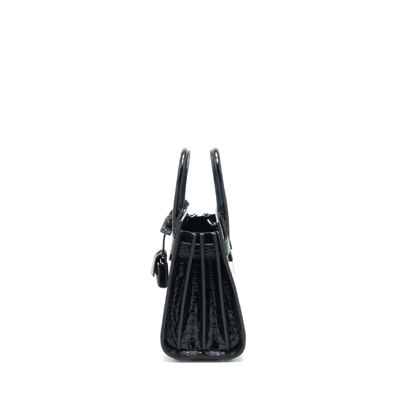 Saint Laurent Sac De Jour nano in croc Embossed calfskin black SHW