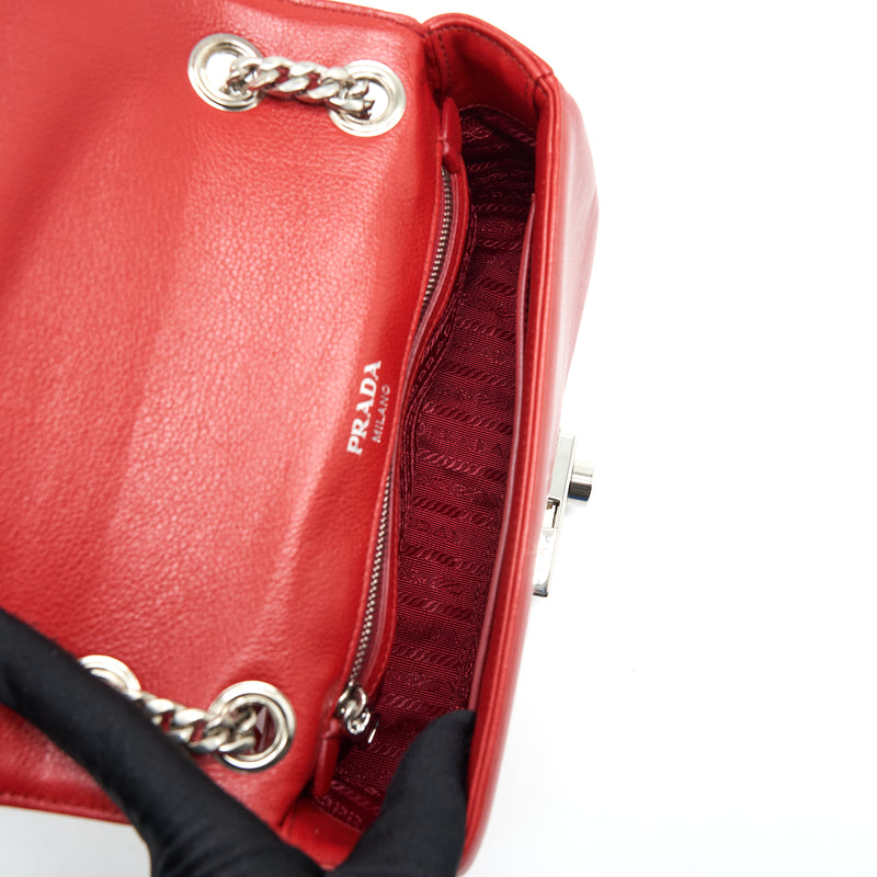 Prada Glacé Crossbody Bag Calfskin Red SHW