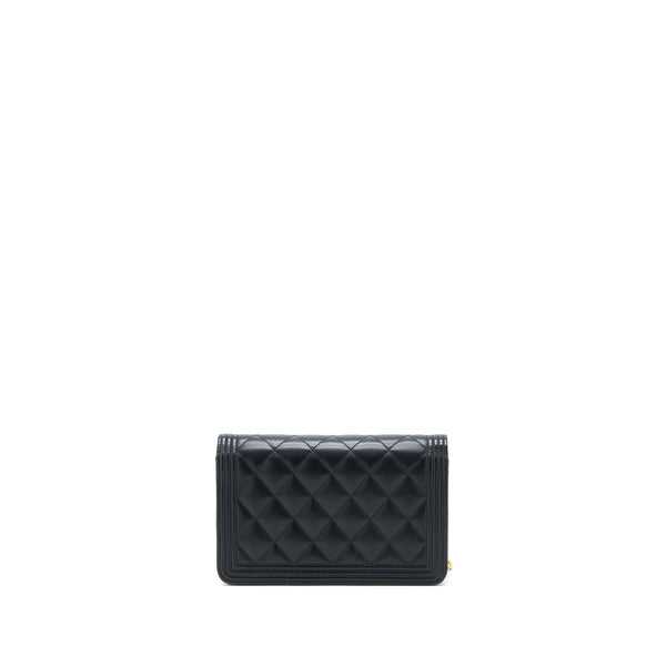Chanel Boy Wallet on Chain Lambskin Black Brushed GHW