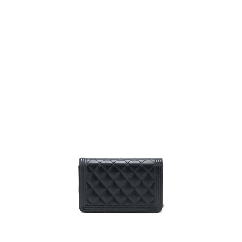 Chanel Boy Wallet on Chain Lambskin Black Brushed GHW