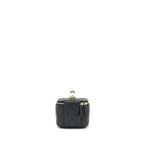 Chanel Small Vanity Clutch With Chain CC Pearl Caviar Black LGHW