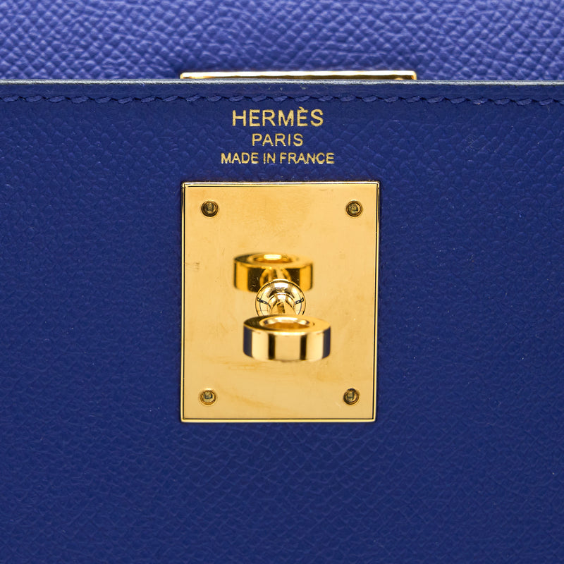 Hermes Kelly 28 Sellier Epsom Bleu Electrique GHW Stamp A