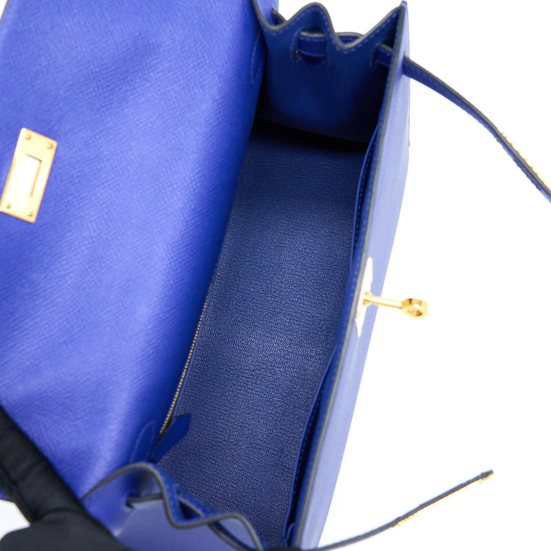 Hermes Kelly 28 Sellier Epsom Bleu Electrique GHW Stamp A