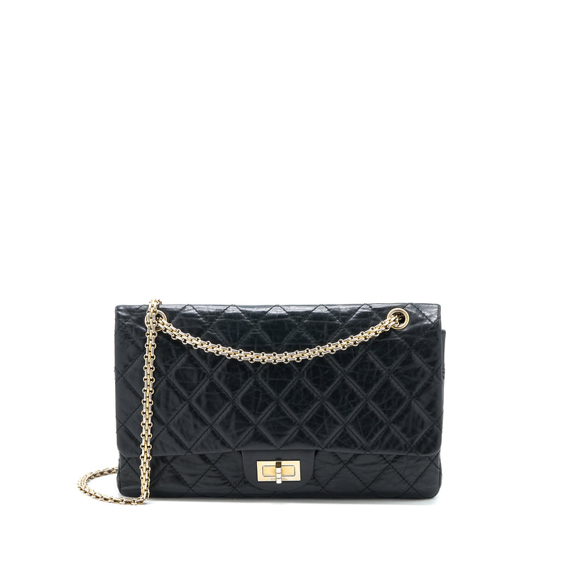 authentic Chanel metallic aged calfskin Reissue 2.55 227 jumbo double flaps  bag