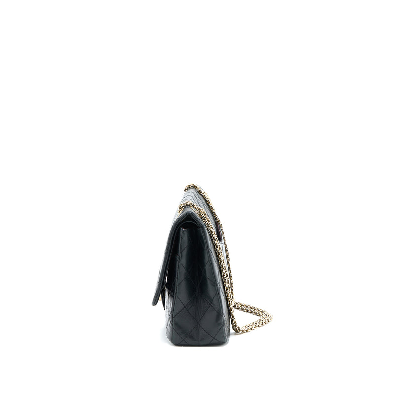 2.55 Handbag, Shiny crumpled calfskin & gold-tone metal, dark gray —  Fashion