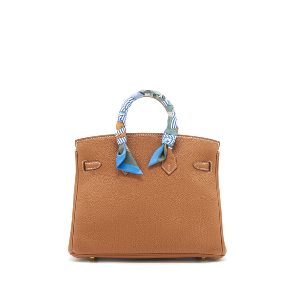 Hermes Birkin 25 Togo Gold GHW Stamp D With Extra Twilly