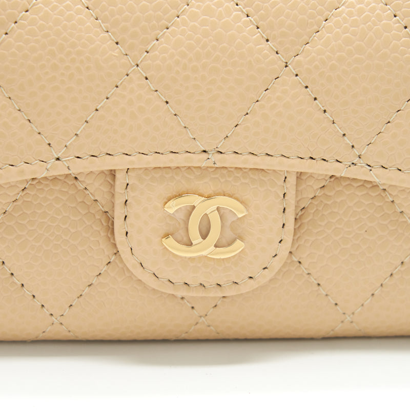 Chanel Classic Mini Flap Cardholder Caviar Beige GHW