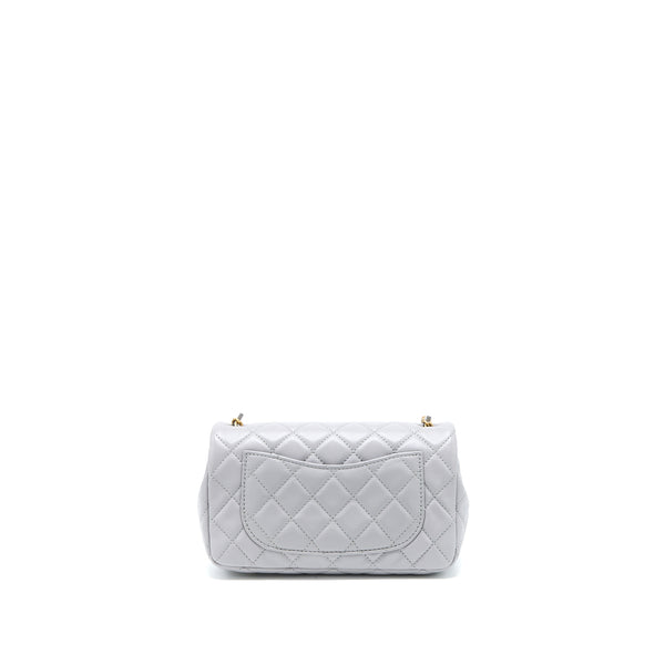 Chanel Pearl Crush Mini Rectangular Flap Bag Lambskin Light Grey Brushed GHW (Microchip)