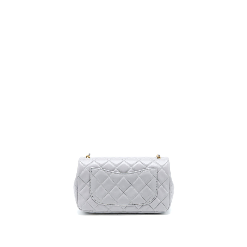 Chanel Pearl Crush Mini Rectangular Flap Bag Lambskin Light Grey Brushed GHW (Microchip)