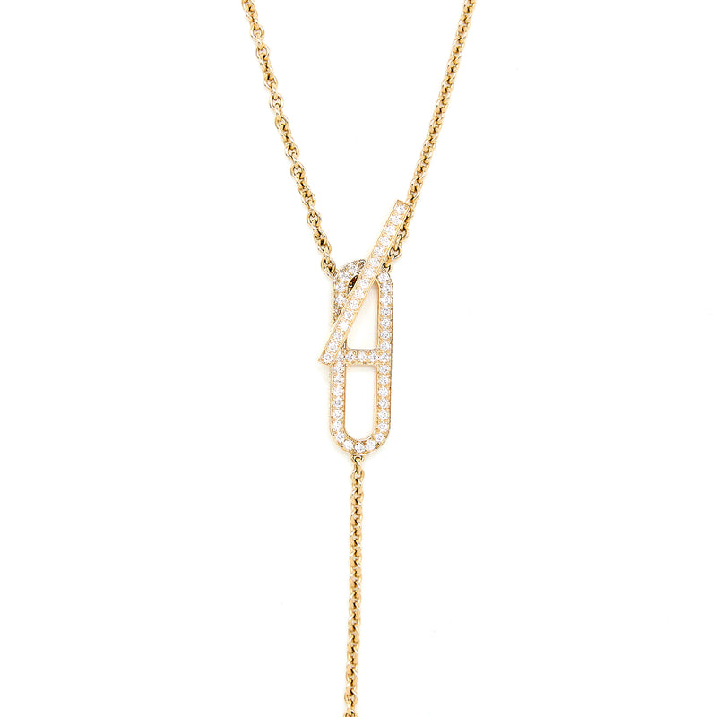 Hermes Ever Chaine D’ancre Lariat Necklace Rose Gold With Diamonds